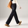 Thick Brushed High-waisted Wide-leg Jeans for Women