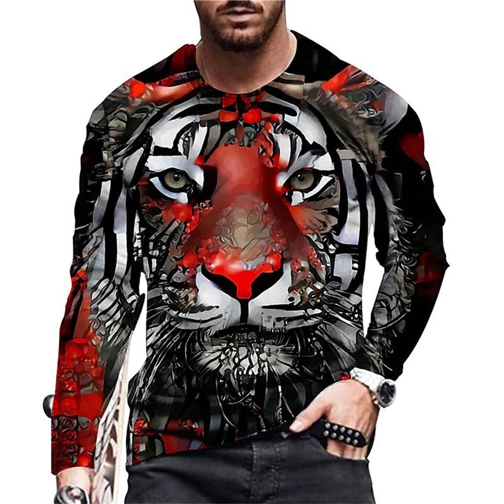 3D Tiger Tops Loose Crew Neck T Shirt Animal Mens Clothes Oversized Breathable Clothing