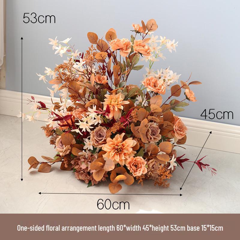 Retro Brown Floral Silk Flower Wall Hanging for Weddings and Events