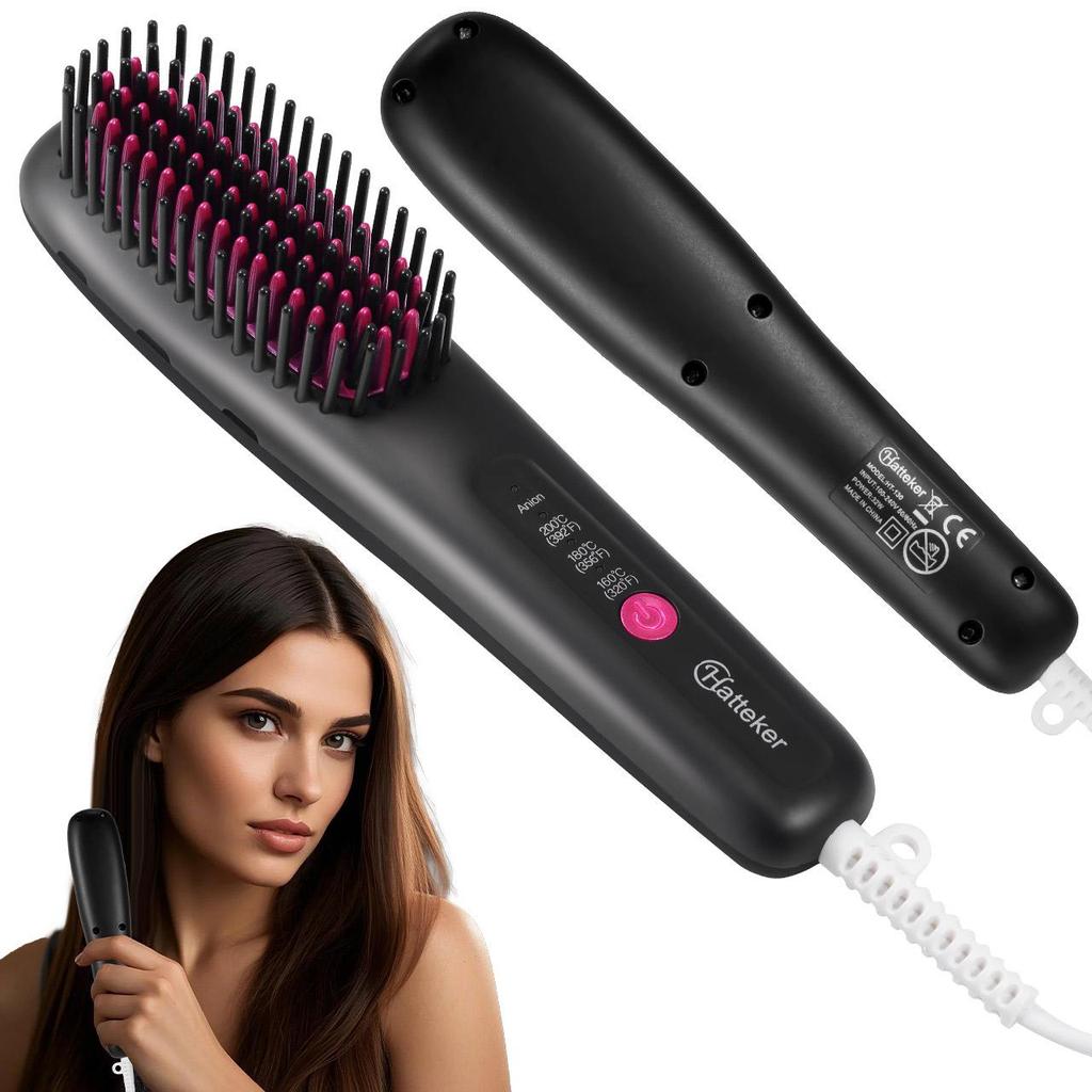 Portable Home Use Negative Ion Straightening Brush Comb - Multiple Temperature Settings for Smooth & Damage-Free Hair