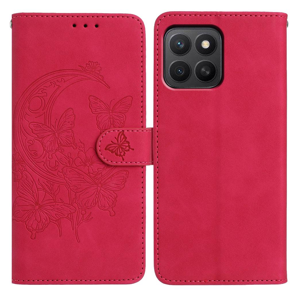For Honor X8c 4G/X8b 4G Case Butterfly Flower Imprinted PU Leather Wallet Stand Phone Cover