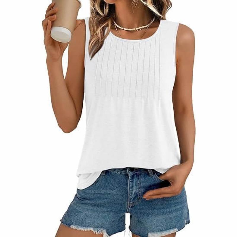 

Spring and Summer Round Neck Loose Sleeveless Solid Color Vest S білий