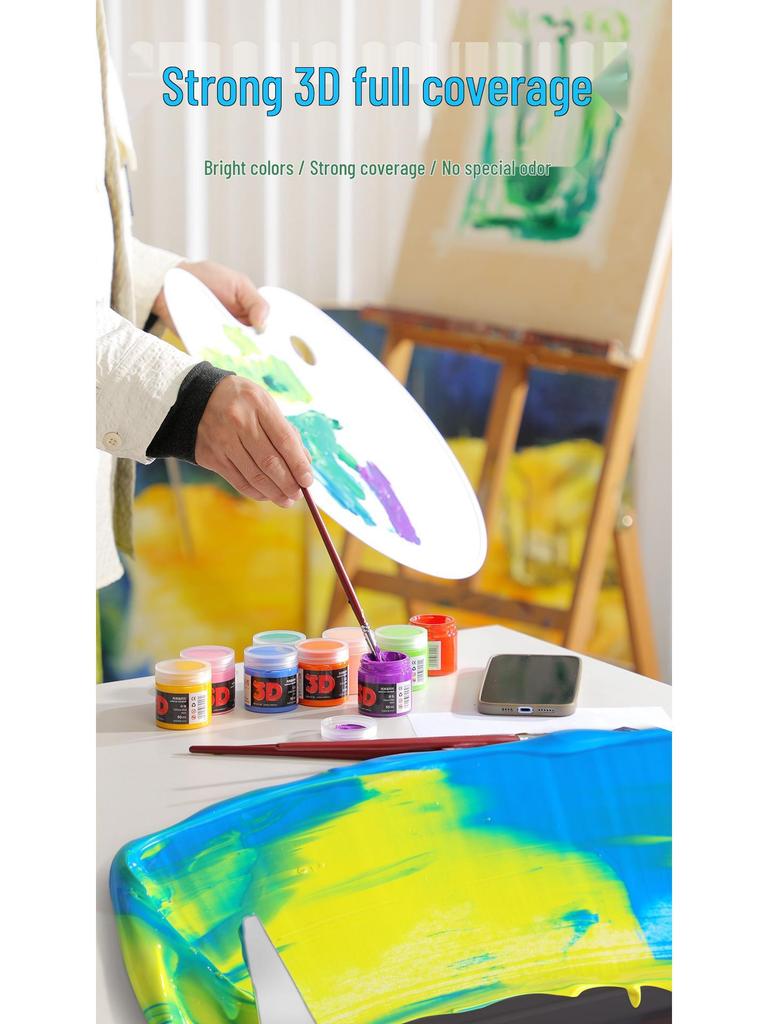 18-Kleuren 50ml Waterdichte Niet-Giftige Acrylverf Set voor Kinderen en Kunststudenten