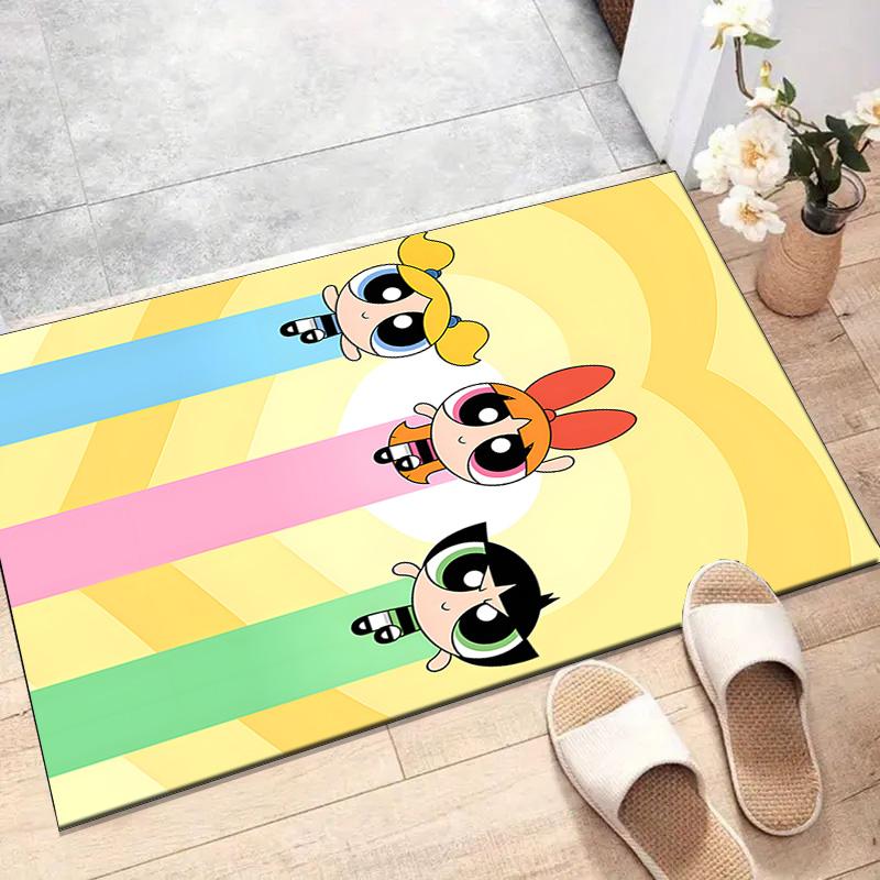 1pc Powerpuff Design Printed Area Rug Carpet for Bedroom Living Room Home Decor Rugs Mat Non Slip Mat Rug for Bedside