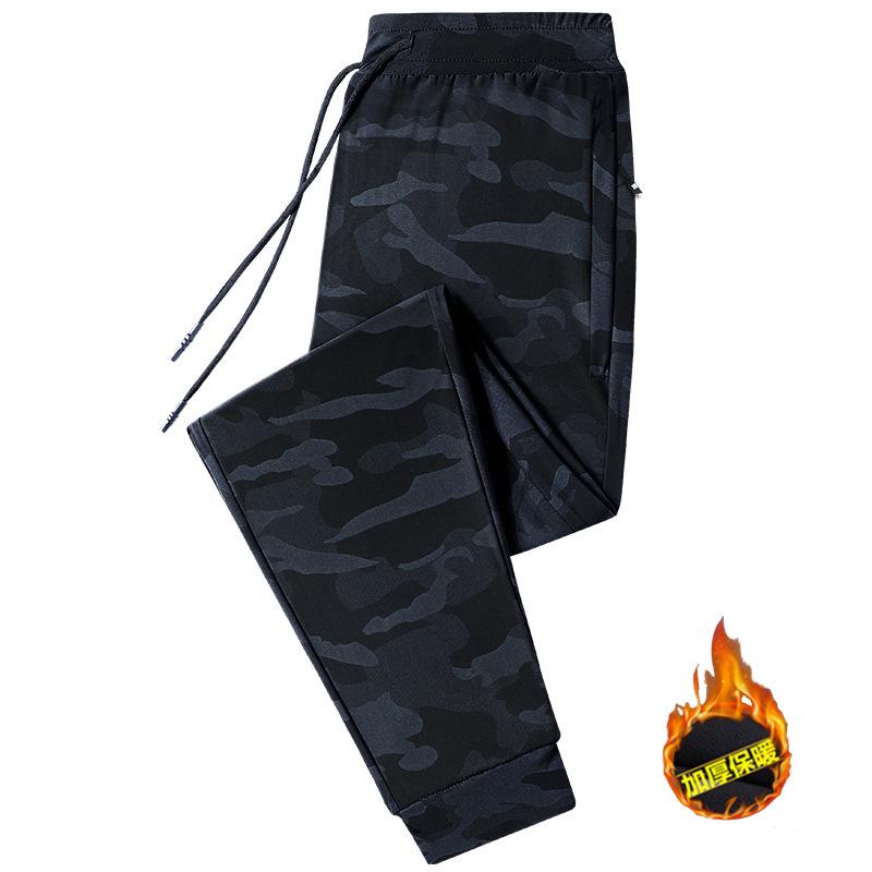 Casual pants autumn and winter tether fleece trousers men's Korean version teen camouflage sports pants fleece thicker