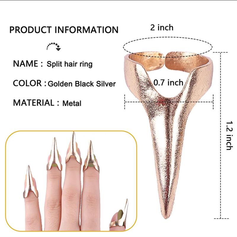 Braids Accessories Retro Punk Hair Selecting Tools Hair Accessories Gothic Talon Nail Finger Claw Spike Rings For Braiding Hair