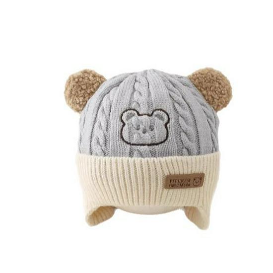 Koreańska Wełniana Czapka Dziecięca: Ciepła Jesienno-Zimowa Dzianina Chroniąca Uszy dla Chłopców i Dziewczynek