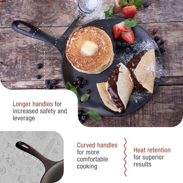 Plaque À Griller Comal En Fonte À Induction Pour Pizza 26cm, Feu, Barbecue, Four Victoria 32999 Noir 32999