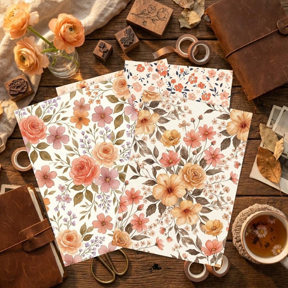 30 Fogli Carta Artigianale Floreale Vintage Carta Pattern Pattern Retro Ditsy Blocco Carta per Journaling