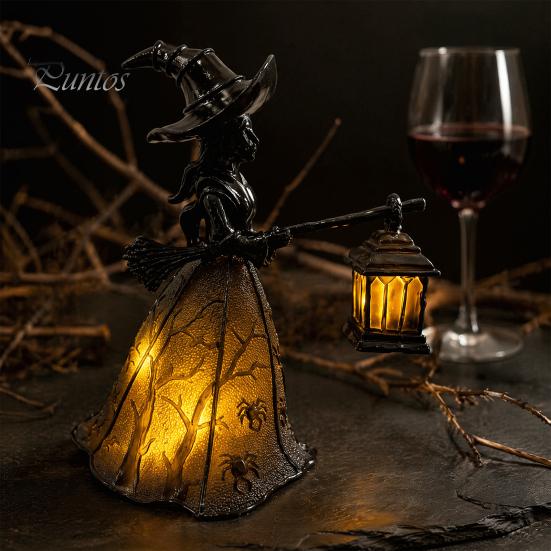 Halloween Atmosphere Lamp Witch Decoration, Gothic Holding Lantern Light, Decorative Battery Powered for Home Office Porch Festival Party Supplies