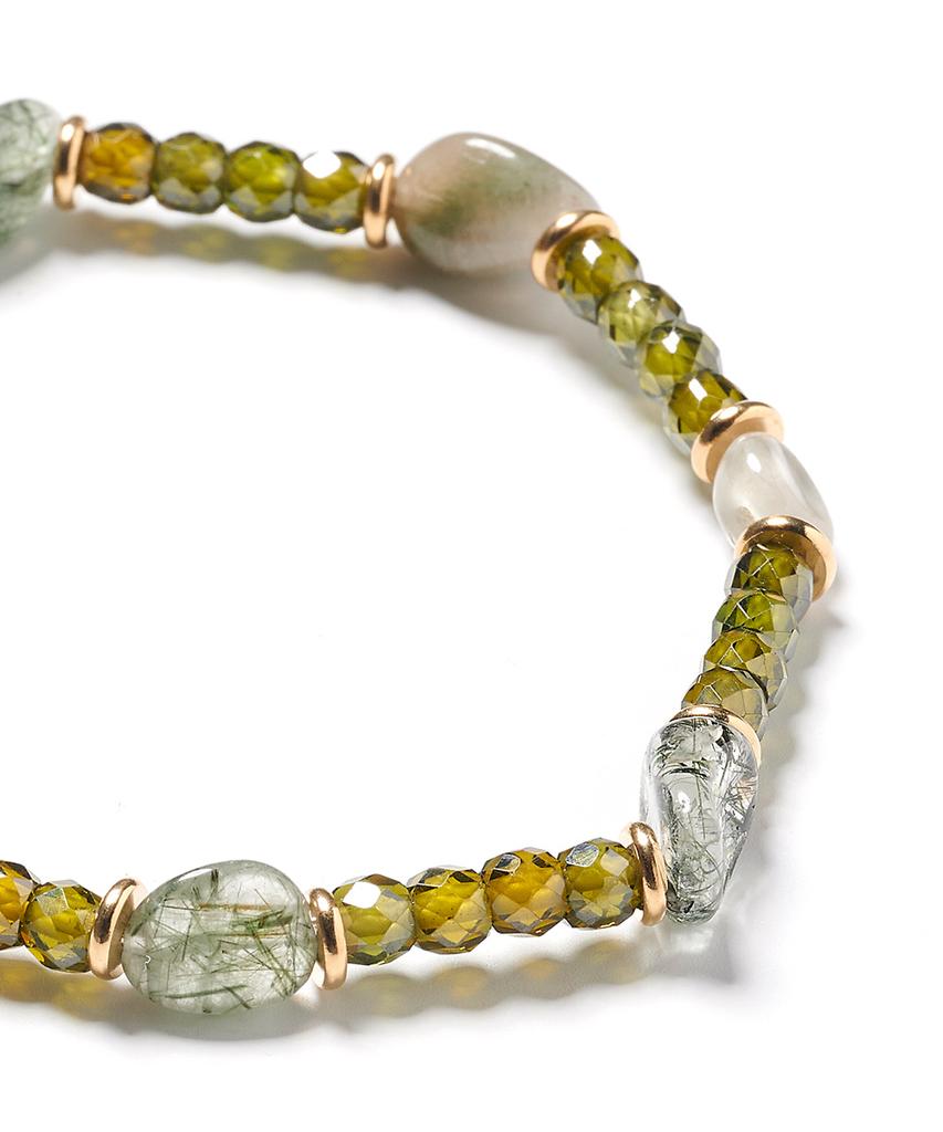 Polalita Green Natural Stone Mix Bracelet (Plt-Br-017_Gn)
