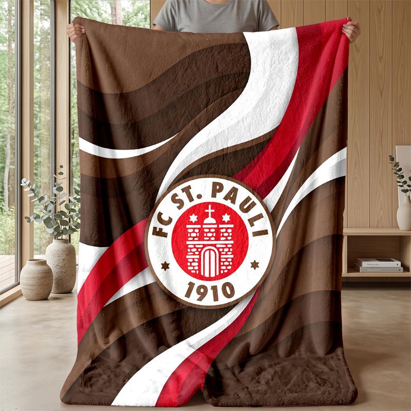 FC St. Pauli Football Print Flannel Blanket, Soft Warm Lightweight Throw Blanket for Sofa Bed Camping