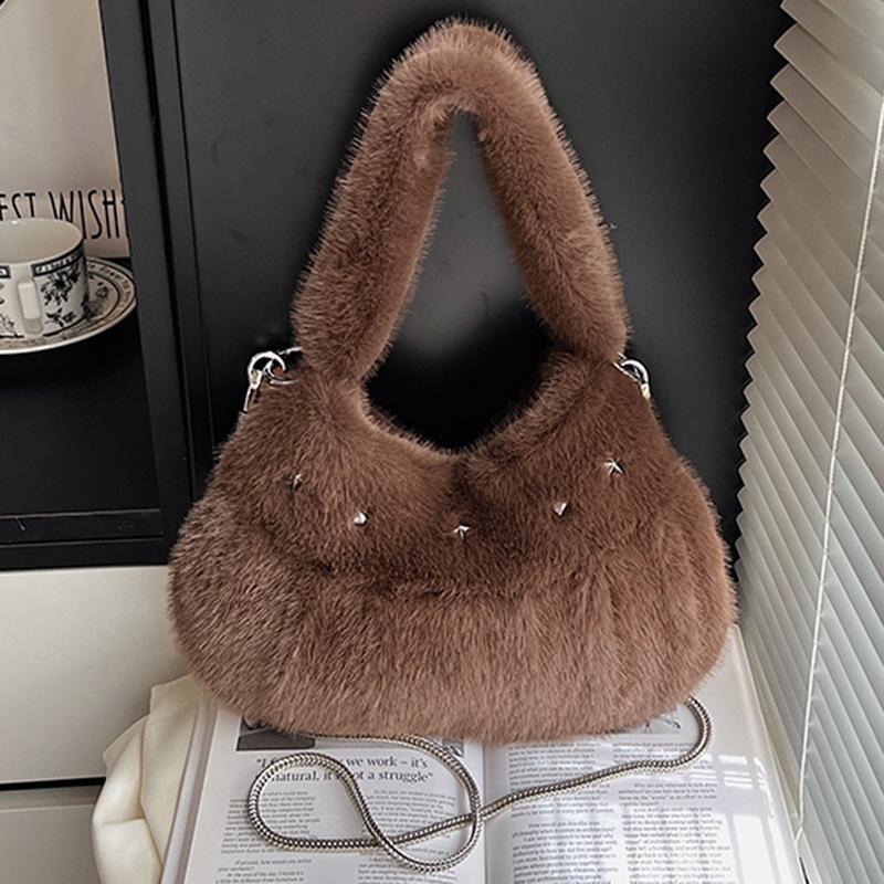 Autumn plush bag women's new girl small fresh fluffy chain bag women's shoulder messenger bag