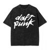 Tricou vintage retro de vară spălare cu apă Daft Punk hip-hop stil stradal Harajuku larg casual mânecă scurtă pentru bărbați și femei