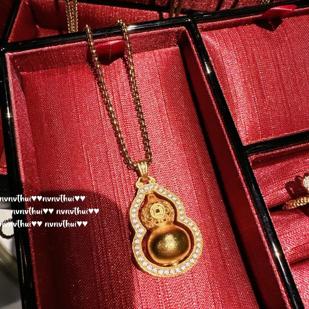 Ancient Gold Filigree Chiseled Pixiu Pendant Necklace, New Chinese Style, Rich Woman Hammer Lotus Leaf Gourd Fulu Rope Chain