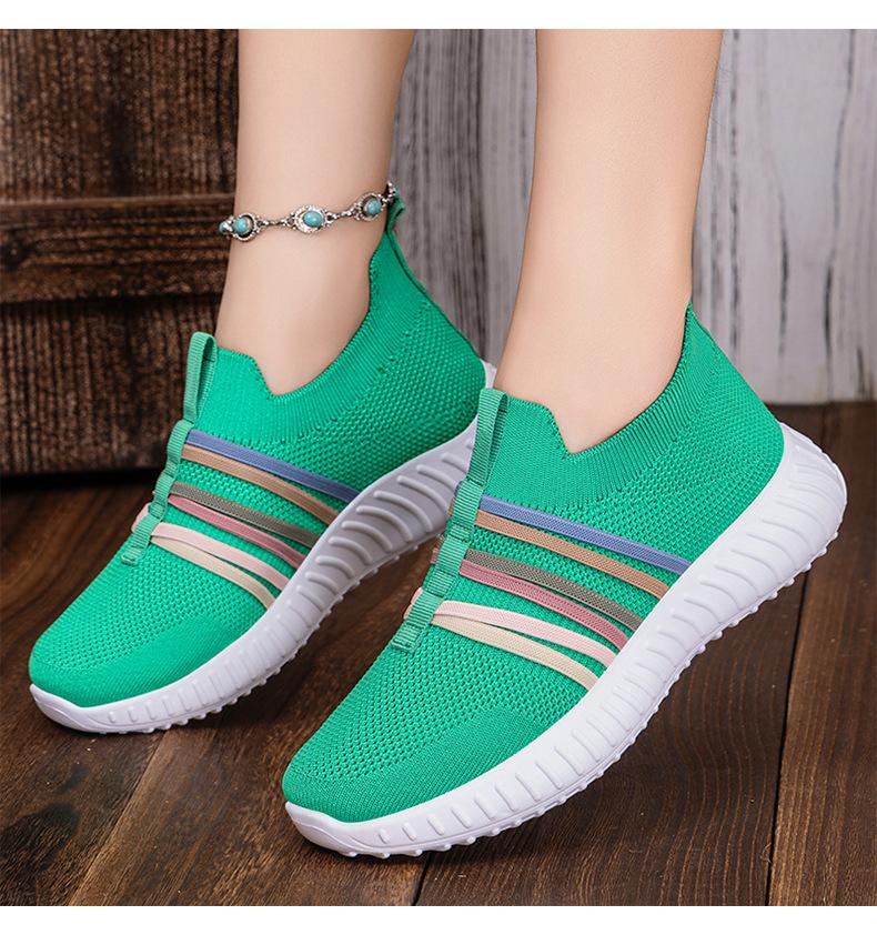 New Fashion Women Sneakers Mesh Breathable Sports Shoes Slip on Flat Anti-slip Woman Walking Shoes Casual Sneakers