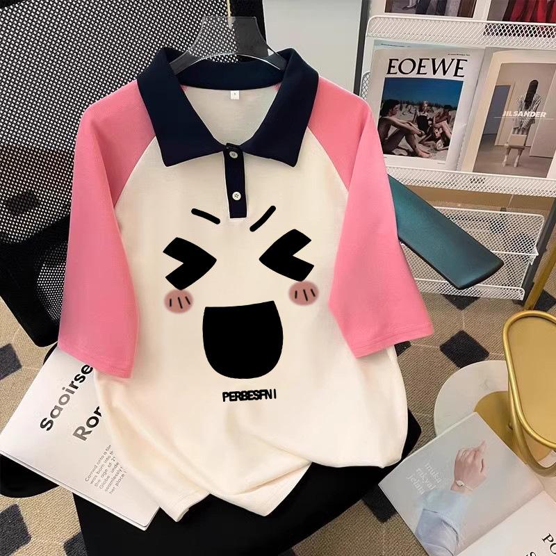 Girls Summer Cotton Polo Shirt Fashionable Short Sleeve T-Shirt For Middle And Big Kids Student Casual Top
