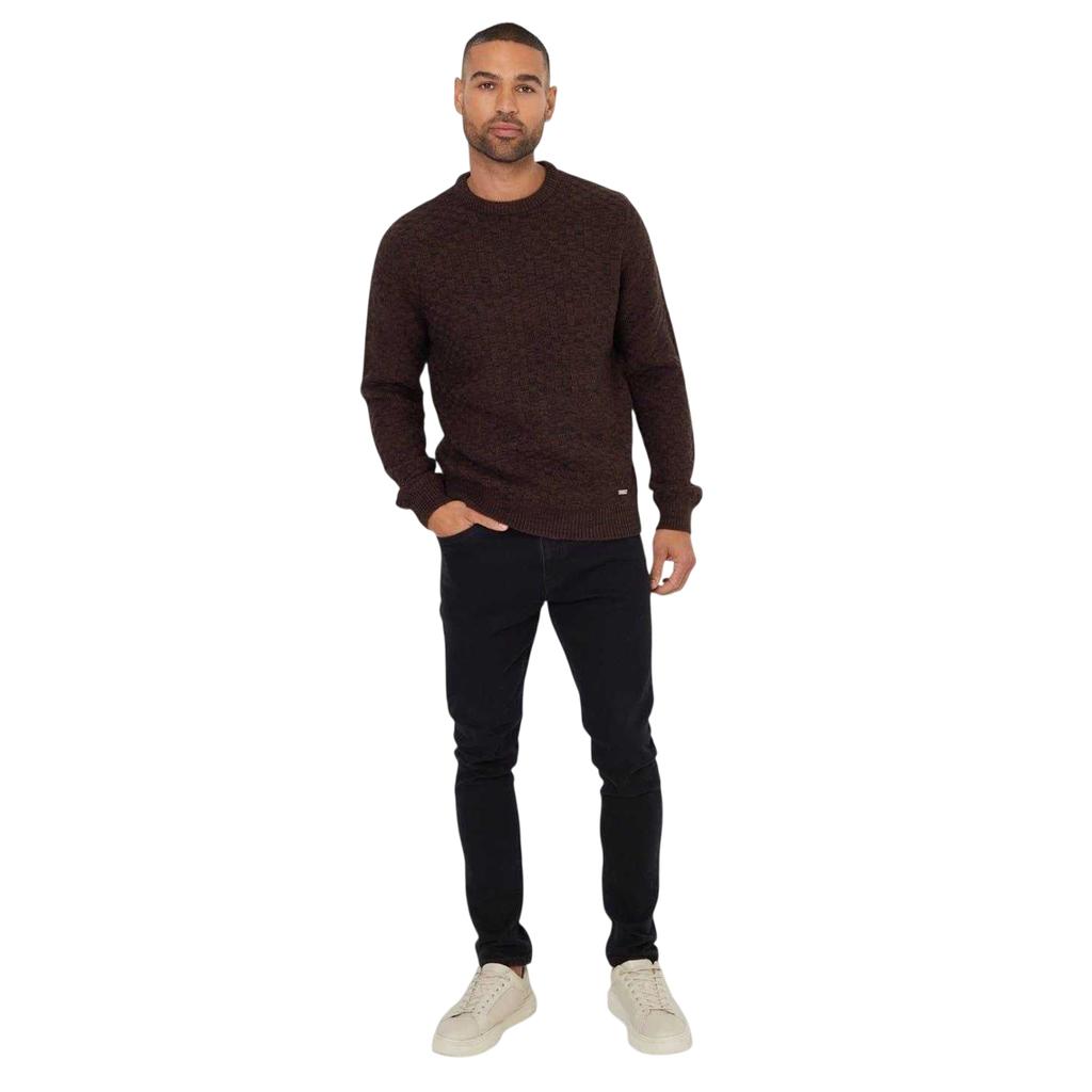 Threadbare Mens Oldcastle Ribbed Crew Neck Long-Sleeved Sweater Top