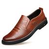 Leather shoes men's summer casual cowhide soft-soled suit shoes hollow breathable men's foot shoes 2025