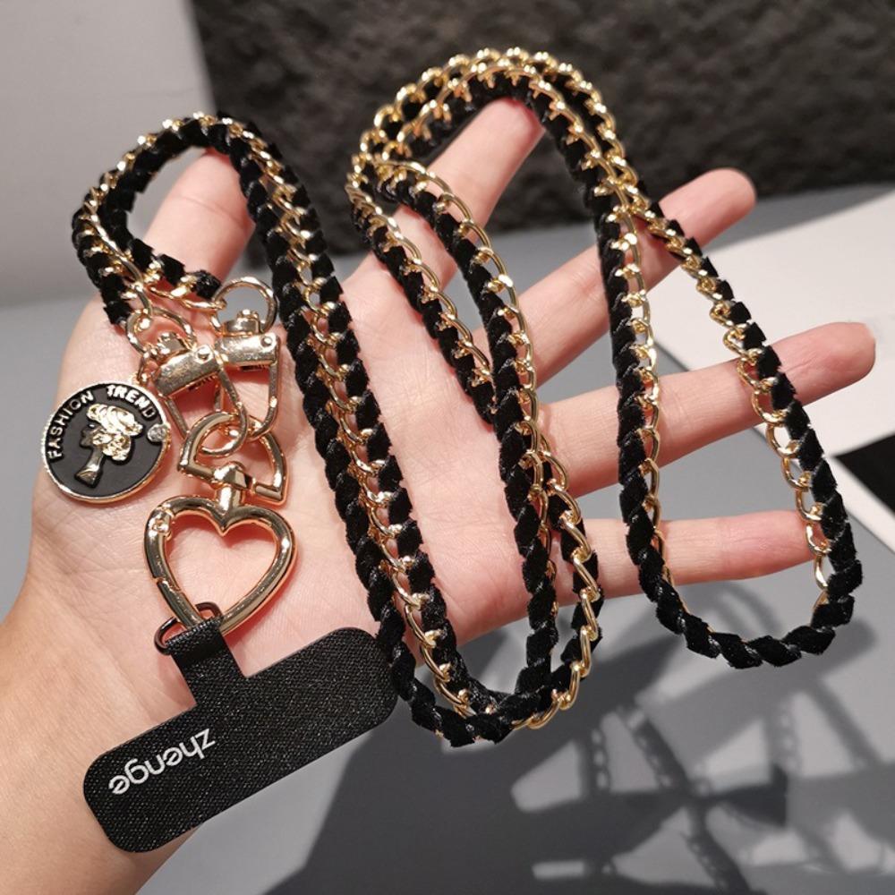 

Цветочная подвеска, ремешок для телефона через плечо, роскошный модный ремешок-веревка для мобильного телефона, для путешествий на открытом воздухе чёрный