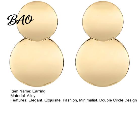 Thin Metal Sheet Earrings Chunky Circle Dangle Earrings, Geometric Stud Double Scratch Resistant Round Disc Large Jewelry for Women Elegant Simple