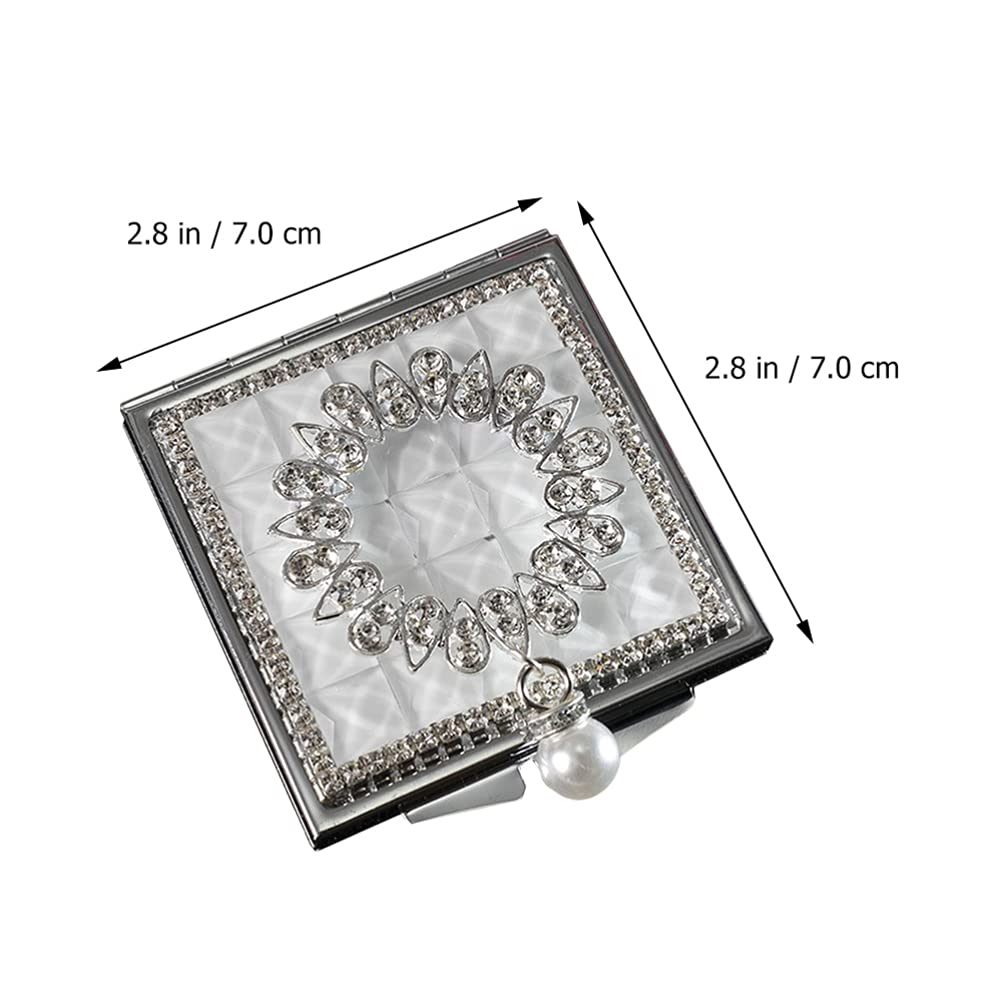 BESTOYARD Portable Makeup Compact Portable Makeup Mini Pocket Folding Travel Makeup White Mirror, Mirror, Mirror, Mirror, Mirror, Pouch, Gift,