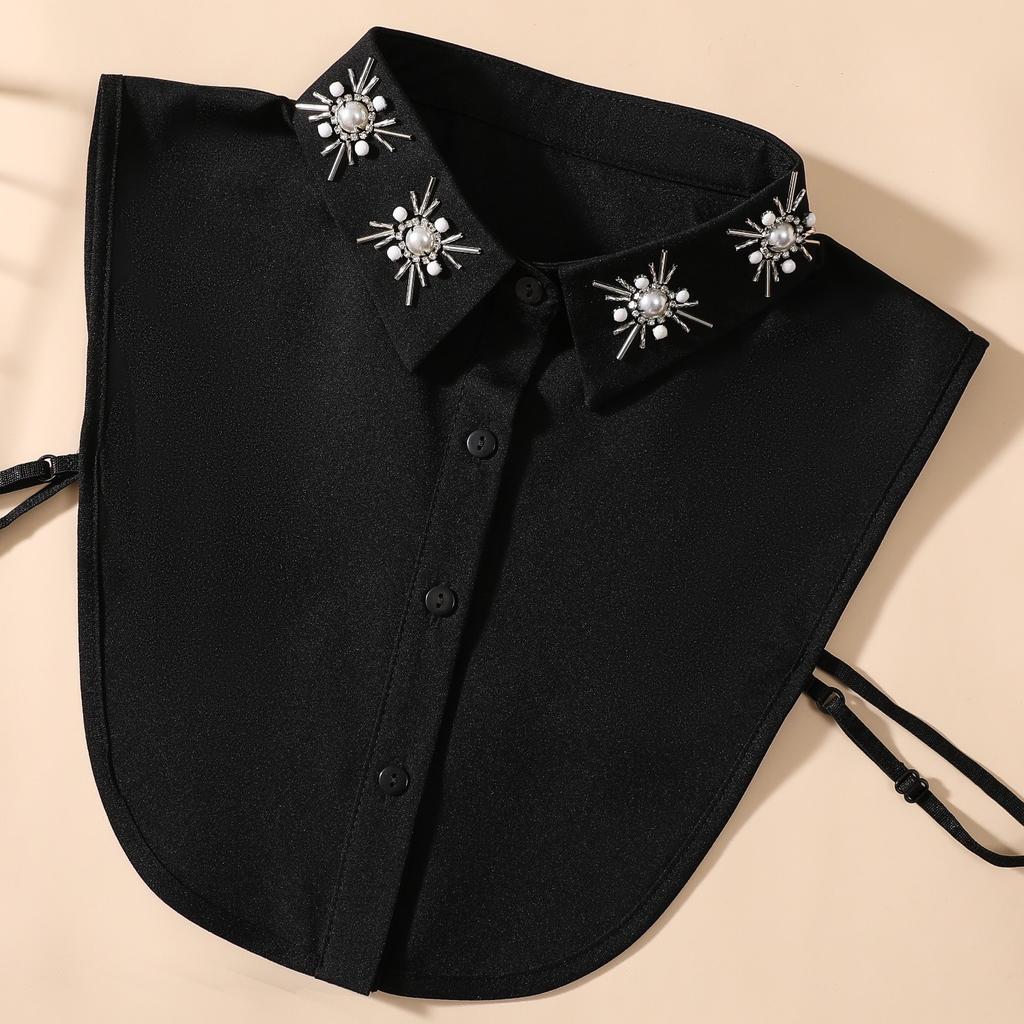 Cuello Postizo con Perlas y Decoración de Sol para Blusas