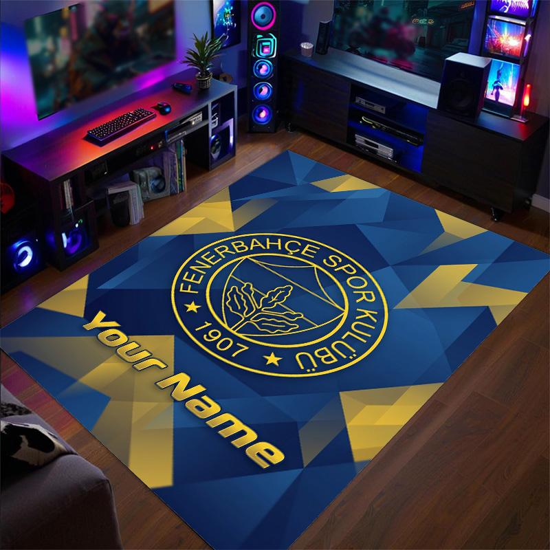 Crystal Velvet Rug Fenerbahçe FC Print Custom Name Text Floor Mat Home Decor