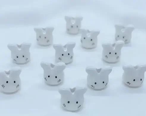 

DW19 10PCS 12mm Cute Mini Cartoon Rabbit Beads Spacer Beads Charm Jewelry Making DIY Bracelet Necklace Material Accessories 10pcs