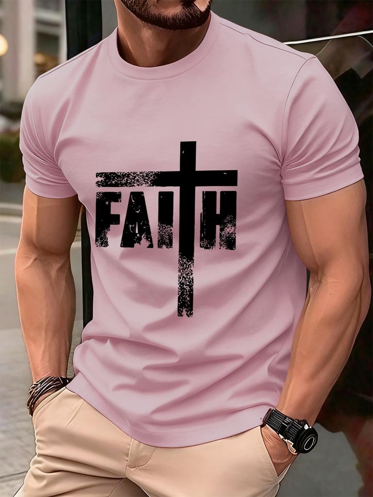 Faith The Cross Printed Cotton TShirts Mens Summer Short Sleeve Comfortable T Shirt Soft Oversized ONeck Tops Basic Clothes