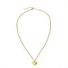 Gold Stainless Steel Cross Necklace - Light Luxury High-End Collarbone Chain with Gold Heart.