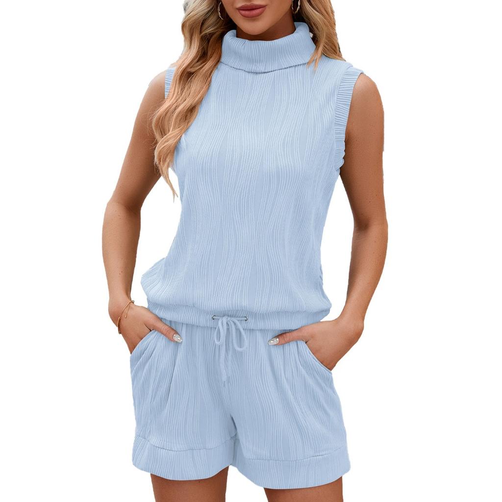 IHUASU Wiosna i Lato Jednolity Kolor Wysoki Dekolt Bez Rękawów Kamizelka Szorty Casualowy Garnitur Kobiety
