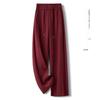 Elegant Gray High-Waisted Wide-Leg Pants for Women - Autumn 2025 Collection, Loose Fit, Floor-Length Casual Straight-Leg Design