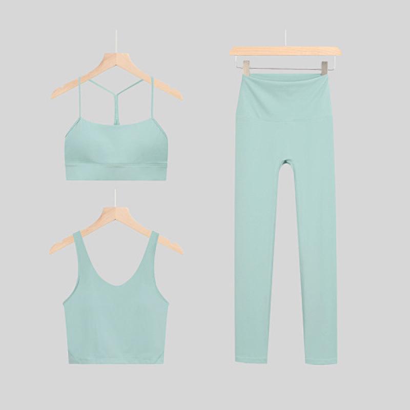 LULU Original Three-Piece Yoga Set: Beautiful Back Y/U-Shaped Vest & Quick-Dry, Breathable Nine-Point Pants for Women