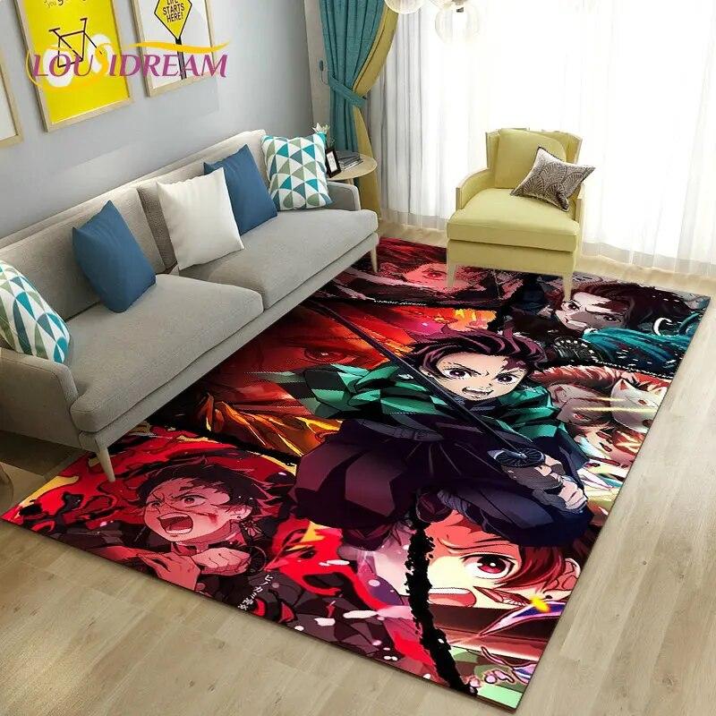 

3D ковер с рисунком убийцы демонов, большой ковер для гостиной, спальни, дивана, коврик для украшения, детские игры, нескользящий напольный коврик