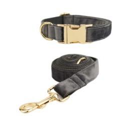 Dark grey flannel pet collar dog collar dog leash dog leash pet chest harness dog leash