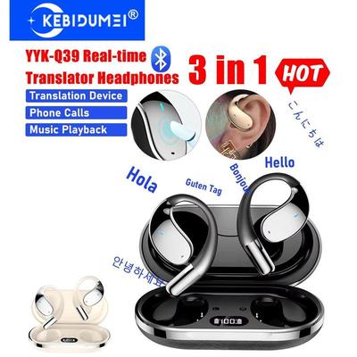 AI Translation Earbuds Wireless Bluetooth 5.4 Earphones 144 Languages Real Time Ai Translating Headphones HIFI Bass ENC Noise Reduction Headsets