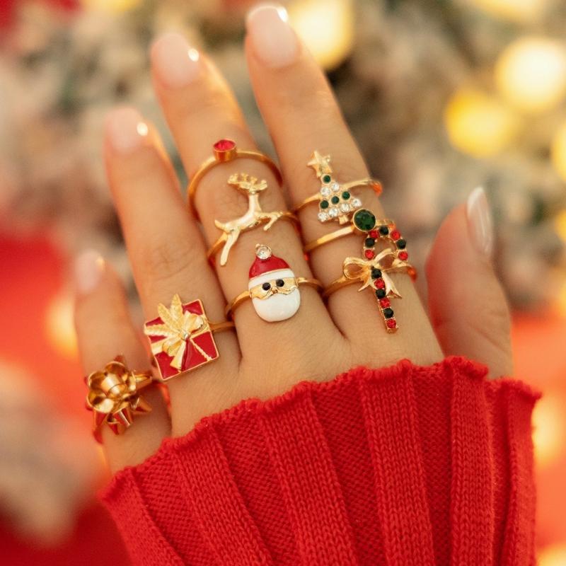 Holiday Spirit Reindeer Rings Accessory Enchanting Christmas Reindeer Rings Adornment for Stylish Festive Outfits