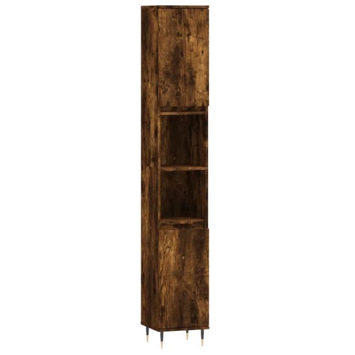 VidaXL Armoire de bain chêne fumé 30x30x190 cm bois d'ingénierie 831529
