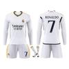Maillot de Football Manches Longues Real Madrid Ronaldo pour Enfants Équipement Sportif Blanc Jeune