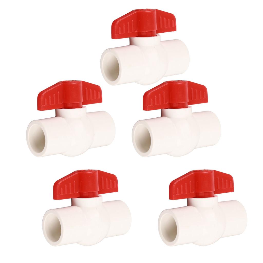 5 Pcs Ball Valve Flat T Handle PVC Water Supply Ball Valve Switch for Swimming Pools 20mm0.8in