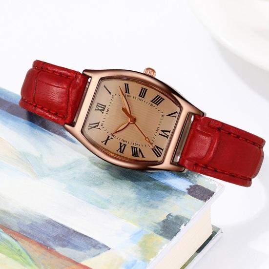 Ladies Watch with Soft Leather Strap Retro Barrel Shape Dial Watch Simple Elegant Vintage Style Watch for Women Daily Office Party Wear