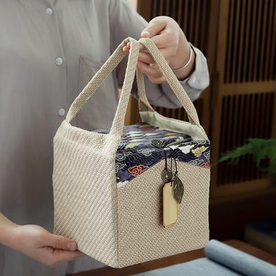 Vintage Tea Fabric Packaging Bags Portable Ceramic Tea Jar Gift Bags Beautiful Pattern Single Can Storage Bag Excluding Cans