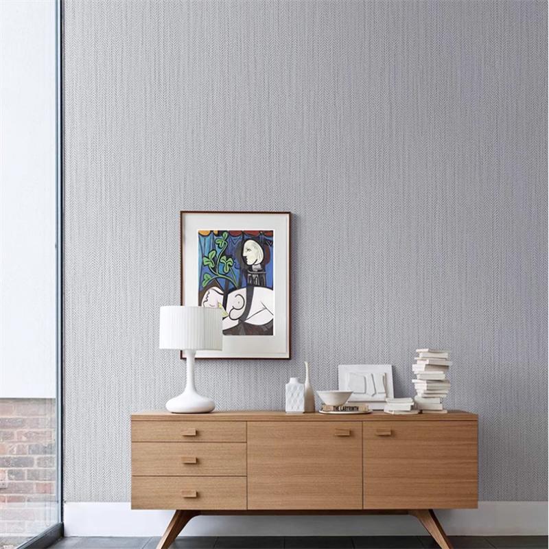 Dark blue caramel gray non-woven linen texture plain wallpaper Japanese living room bedroom background wall wallpapers home deco