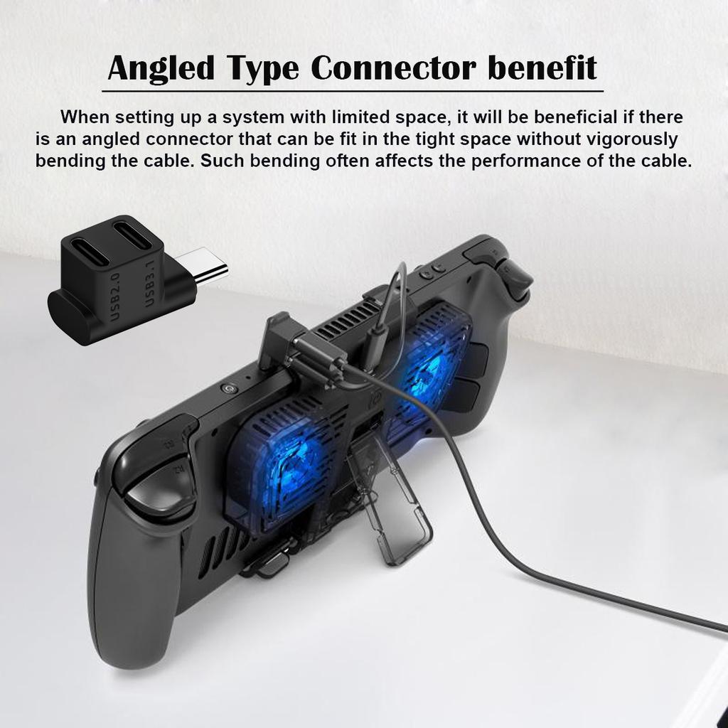 UC-068-2F 10Gbps USB3.0 Type-C Male To Dual Female Power Data Splitter Adapter Right Angle Connector