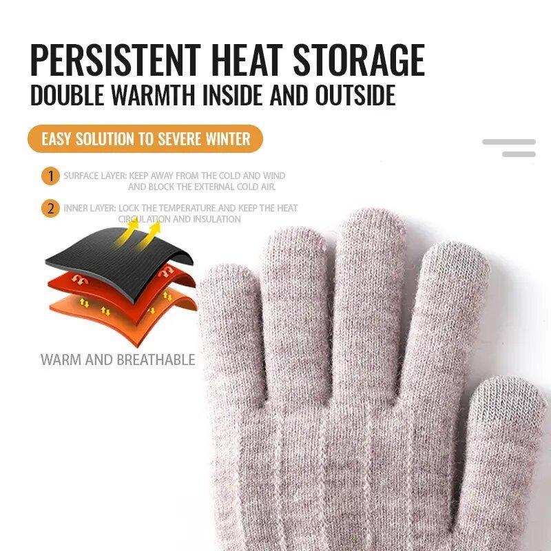 Touchscreen Winter Warm Gloves for Women Thickened Knitted Cold Resistant Outdoor Cycling Sports Gloves