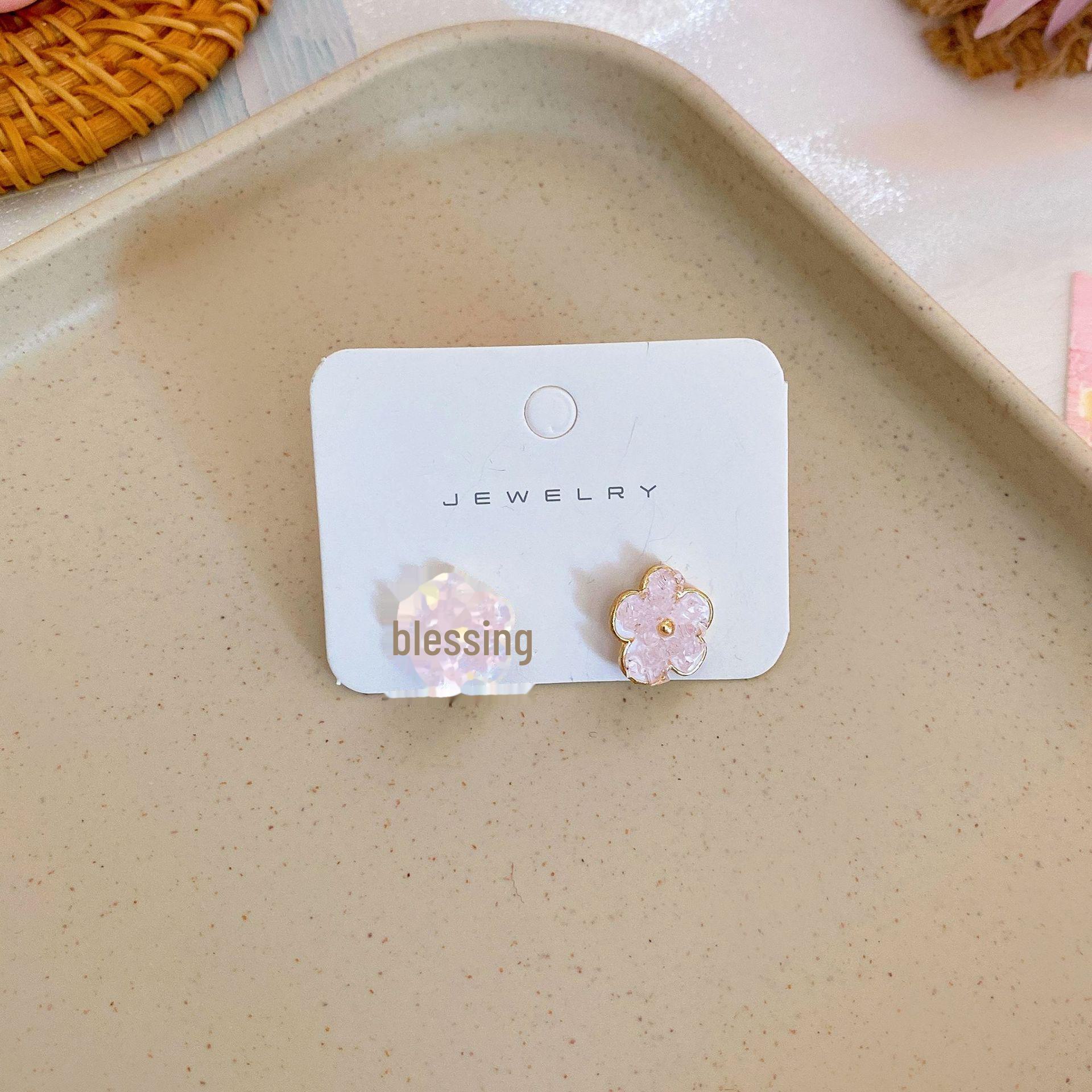 

Серьги-цветы с розовыми кристаллами клубники для женщин - игла из серебра 925 пробы, высококачественный, небольшой свежий дизайн