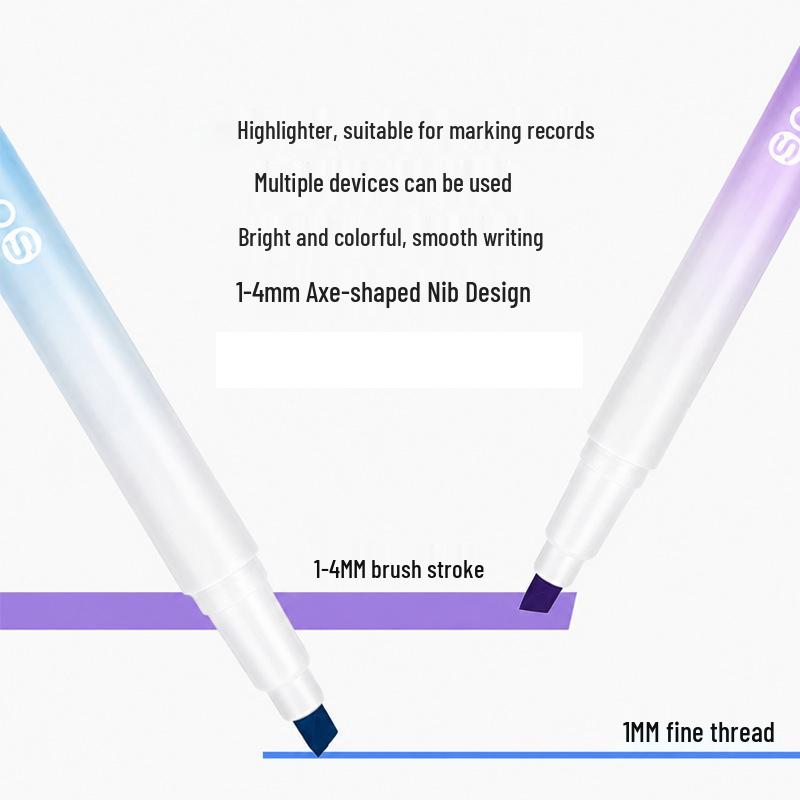New Gradient Morandi Highlighter Pen Set - Large Capacity, Eye-Friendly Fluorescent Colors