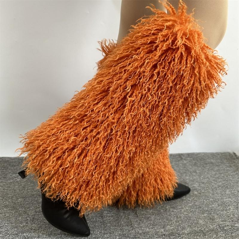 Harajuku Shoes Cuffs Leg Warmer Winter Warm Vintage Solid Color Fuzzy Plush Boots Cover Thick Calf Socks for Womens