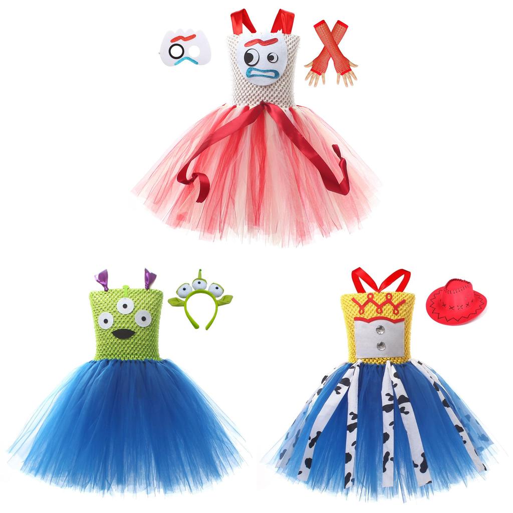 Toy Story Buzz Lightyear Toddler Girl Cosplay Dress With Tulle Skirt For Halloween Party